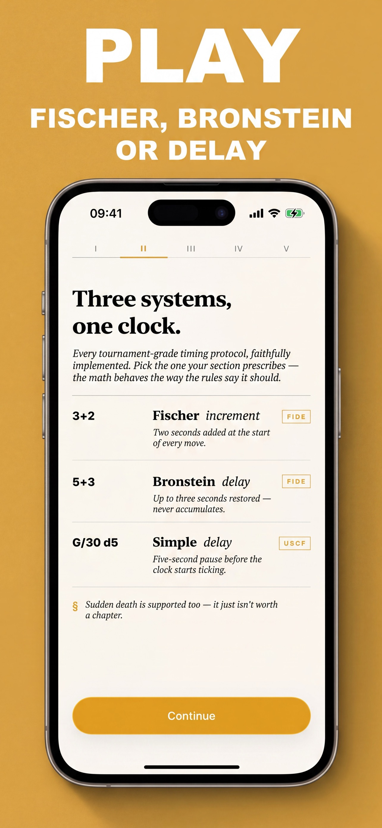 Play with Fischer, Bronstein, or simple delay